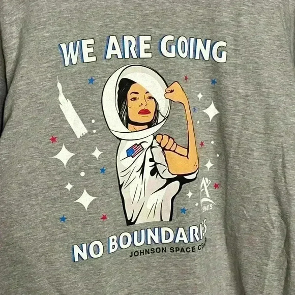 "We are Going, No Boundries" Johnson Space Center Artemis Gray T-Shirt XL - Picture 2 of 3